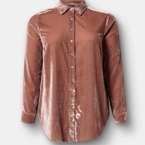 torrid Rosewood Velvet Button-Down Shirt